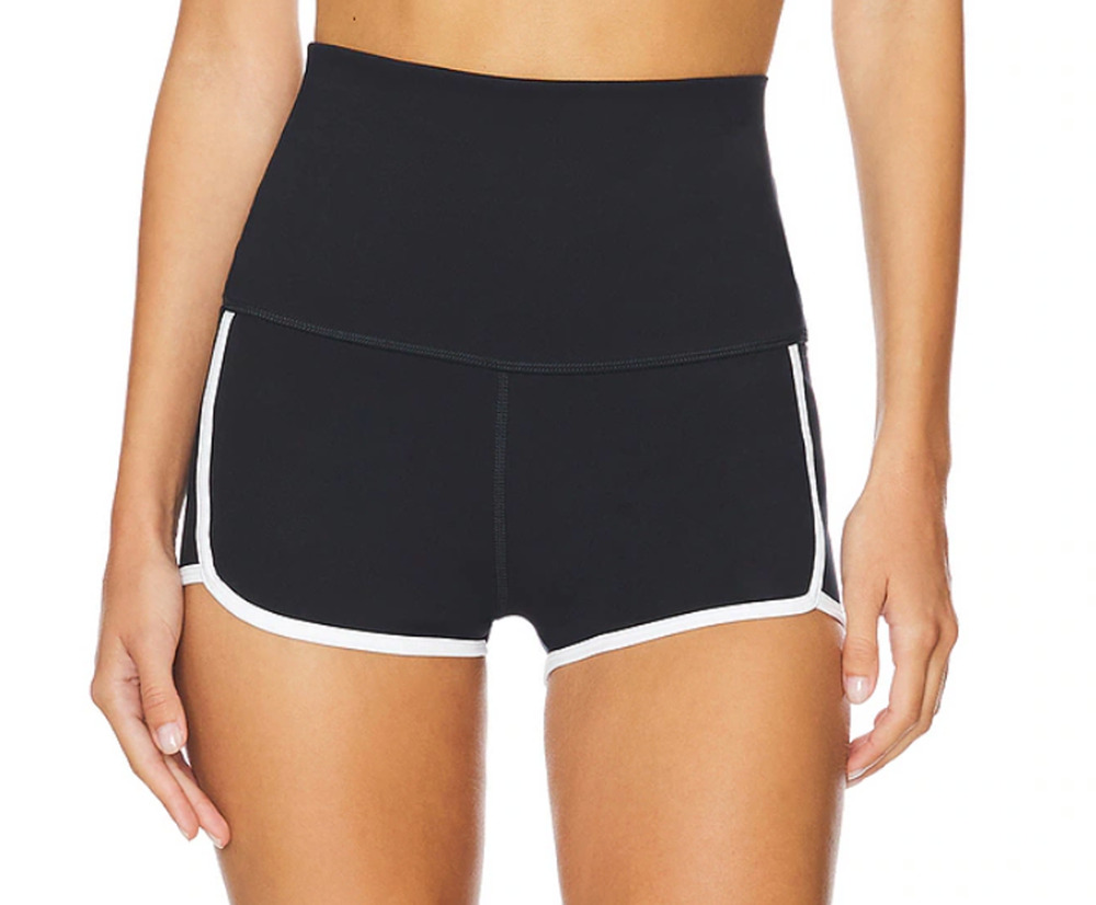 NEW FREE PEOPLE FP MOVEMENT BLACK WHITE ISLAND TIME SHORTS SZ XS